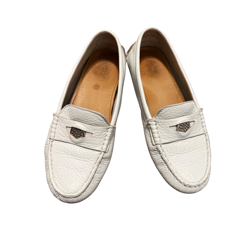 Coach Nikola  Pebbled Leather‎ Driving Loafers Logo Penny Moccasins Size 6B